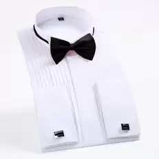 Oferta de Camisa masculina clássica de smoking com gola Wingtip por R$69,95 em AliExpress