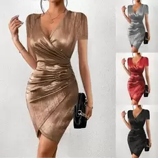 Oferta de Vestido split monocromático sexy para mulheres por R$54,6 em AliExpress