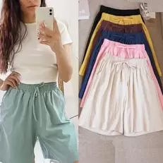 Oferta de Shorts de algodão feminino de cintura alta por R$9,4 em AliExpress