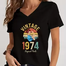 Oferta de Camiseta vintage feminina com estampa do tema por R$9,35 em AliExpress