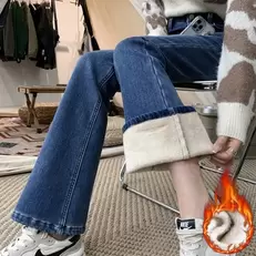 Oferta de Calça jeans deflagrada de velo feminino por R$106,83 em AliExpress