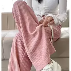 Oferta de Calça de perna larga feminina com cordão por R$12,14 em AliExpress