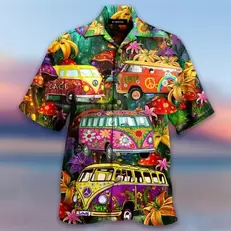 Oferta de Verão novo caminhão imprimir camisas masculinas dos desenhos animados engraçado havaiano camisas para homem praia férias estilo topo t streetwear roupas masculinas por R$23,49 em AliExpress