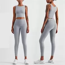 Oferta de Cor sólida conjunto de fitness yoga das mulheres pacote completo engrossado sutiã top colheita tanque leggings 2pc terno agachamento à prova roupas de ginástica por R$213,94 em AliExpress