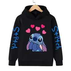 Oferta de Roupas engraçadas natal disney ponto hoodie crianças dos desenhos animados criança menina menino lilo e ponto moletom com capuz bebê casual topo por R$28,11 em AliExpress