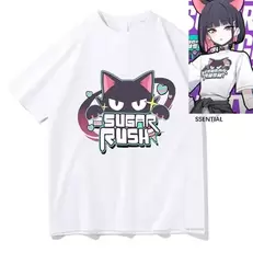 Oferta de Unisex azul Anime Arquivo T-Shirt por R$11,48 em AliExpress