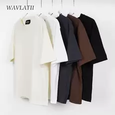 Oferta de WAVLATII-Camisas de Verão Oversized para Homens e Mulheres por R$20,92 em AliExpress