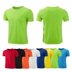 Oferta de T-shirt de secagem rápida com gola em O para homens e mulheres por R$6,99 em AliExpress