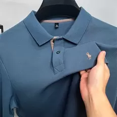 Oferta de 100% Algodão Paul Grossa Lapela dos homens Polo Camisa 2024 Outono High-End Marca de Manga Comprida Novo Luxo Bordado Desgaste dos homens de Negócios por R$108,18 em AliExpress