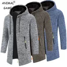 Oferta de Sweatwear masculino hoodies manga longa moletom para homem zíper com capuz masculino oversize inverno jaqueta superior casaco preto camisola por R$49,99 em AliExpress