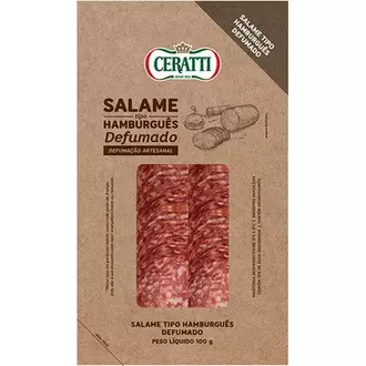 Oferta de Salame Hamburguês Defumado Ceratti 100g por R$12,99 em Almeida Mercados