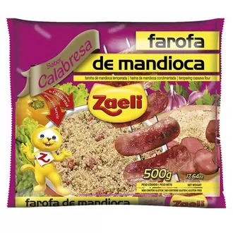 Oferta de Farofa de Mandioca Zaeli Calabresa 500g por R$6,99 em Almeida Mercados