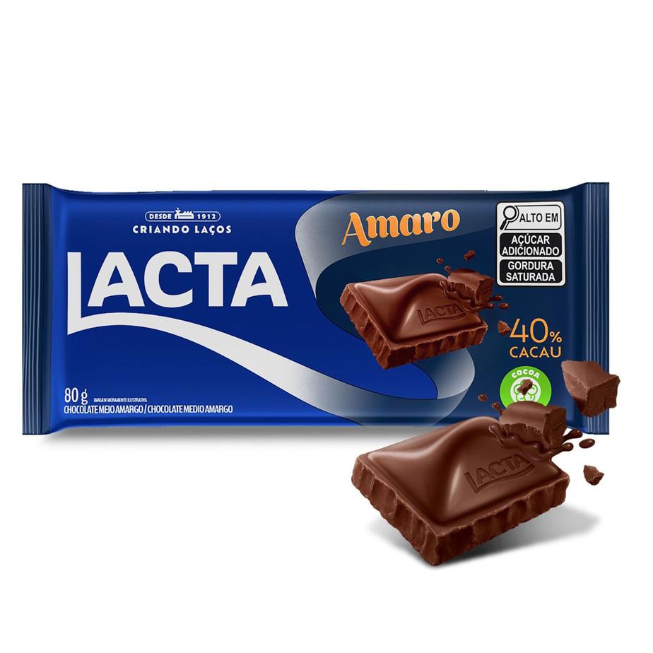 Oferta de Chocolate LACTA Amaro 40% Cacau Barra 80g por R$4,39 em Angeloni