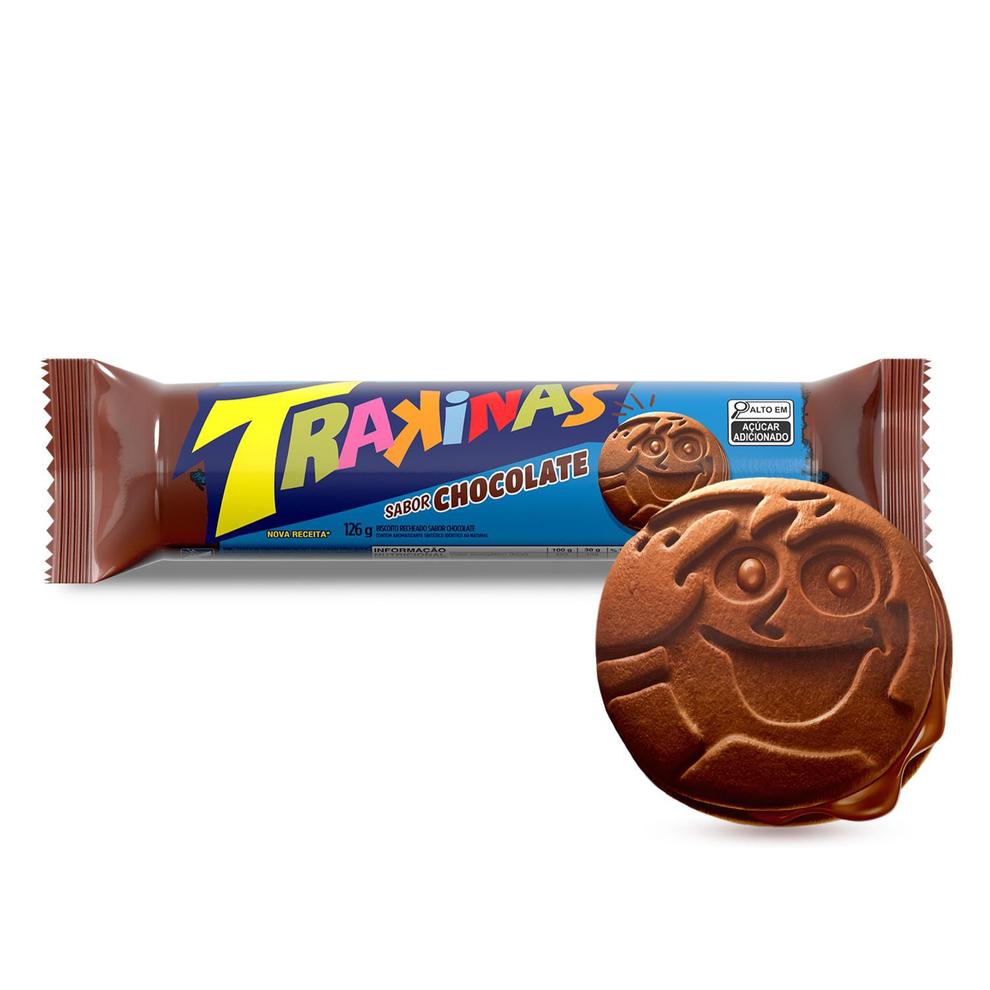 Oferta de Biscoito Recheado TRAKINAS Chocolate 126g por R$3,39 em Angeloni