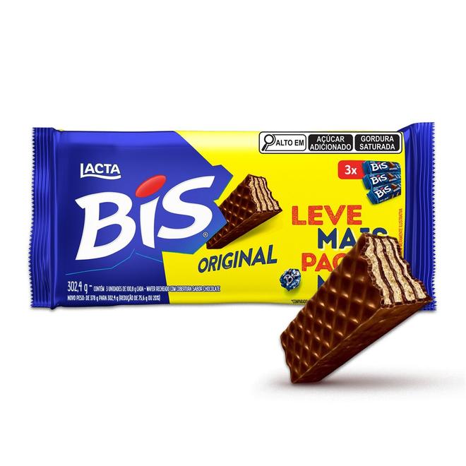 Oferta de Chocolate LACTA Bis Ao Leite - Kit com 3 unidades de 100,8g por R$16,99 em Angeloni