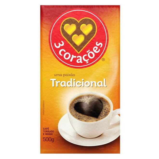 Oferta de Café 3 CORAÇÕES Tradicional à Vácuo 500g por R$14,44 em Angeloni