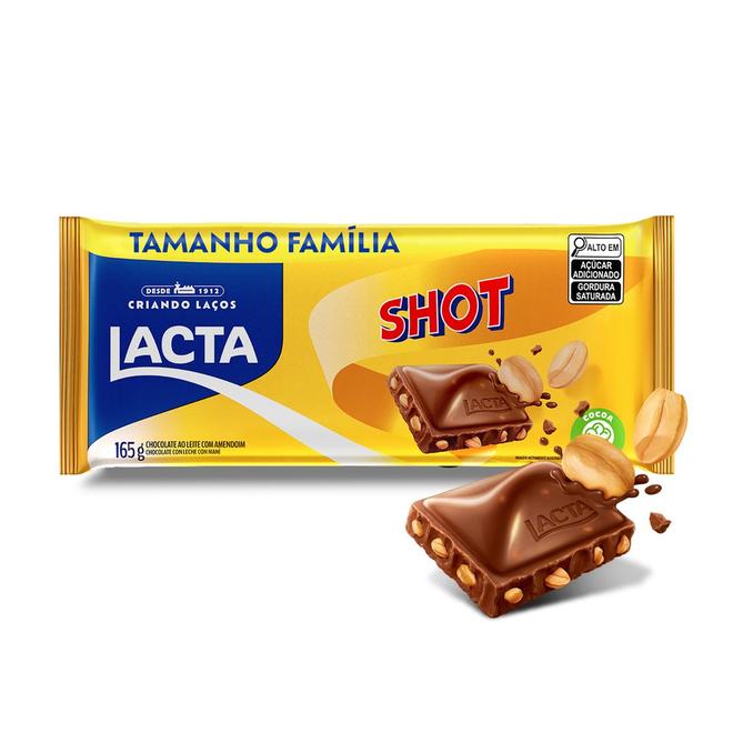 Oferta de Chocolate ao leite com amendoim LACTA Shot 165g por R$10,59 em Angeloni
