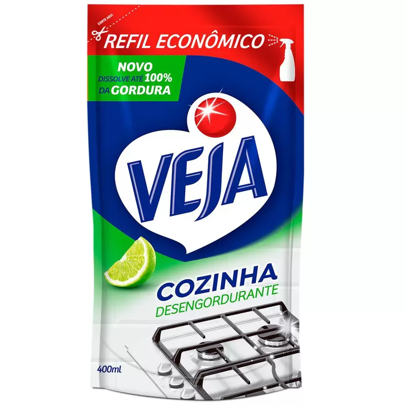 Oferta de Desengordurante VEJA Cozinha Limão 400ml Refil Econômico por R$11,5 em Angeloni