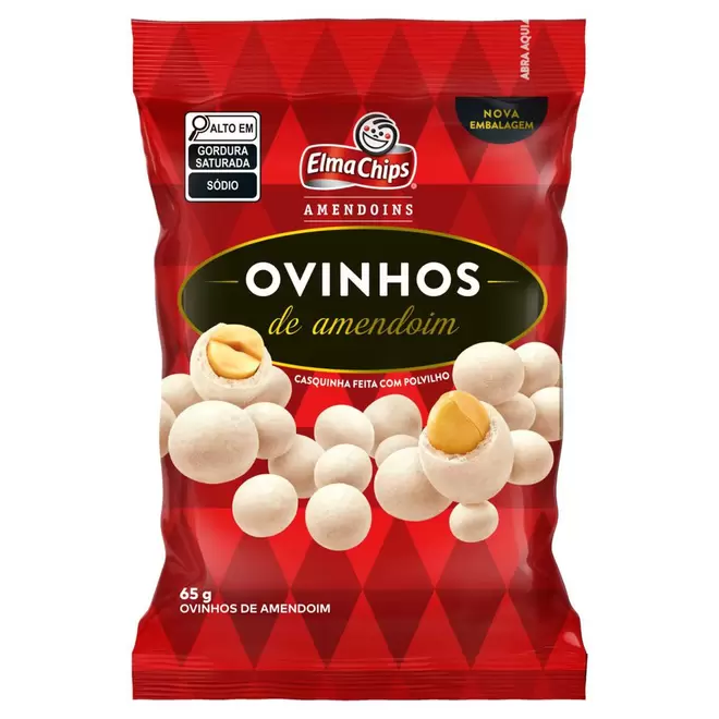 Oferta de Ovinhos ELMA CHIPS Amendoim 65g por R$3,79 em Angeloni