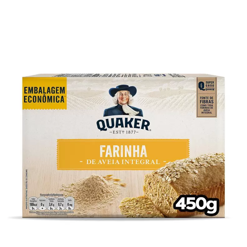 Oferta de Farinha de Aveia QUAKER Integral 450g Embalagem Econômica por R$12,99 em Angeloni