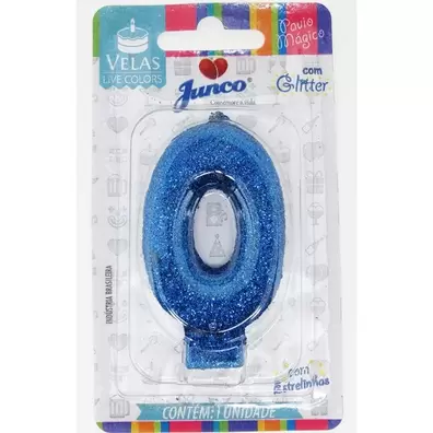 Oferta de Vela De Aniversário Junco Live Collors C/ Gliter Azul Número 0 Unid. por R$7,91 em Arena Atacado