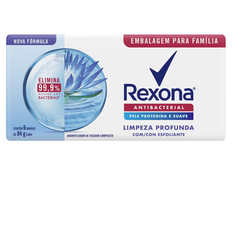Oferta de Sabonete Rexona Antibacterial Limpeza Profunda 84g C/ 6 Unid. Leve + Por - por R$13,14 em Arena Atacado