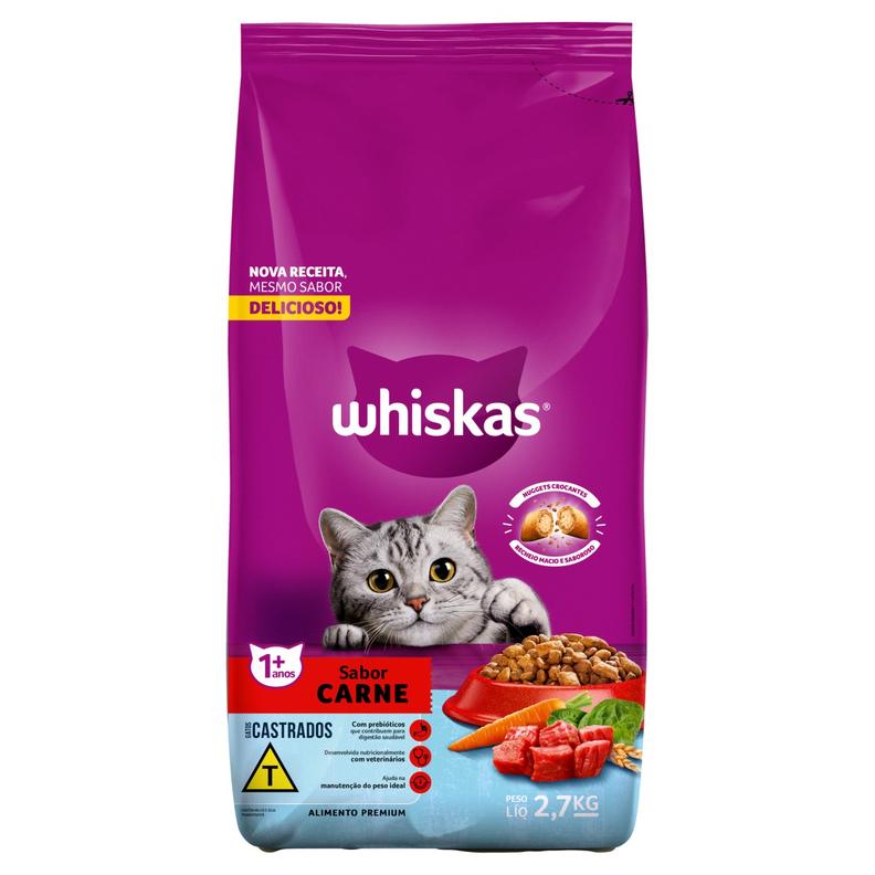 Oferta de Alimento Para Gatos Whiskas Castrados Carne 2,7kg por R$54,9 em Arena Atacado