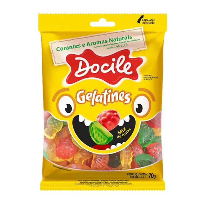 Oferta de Bala De Gelatina Docile Mix De Frutas 70g por R$5,59 em Arena Atacado