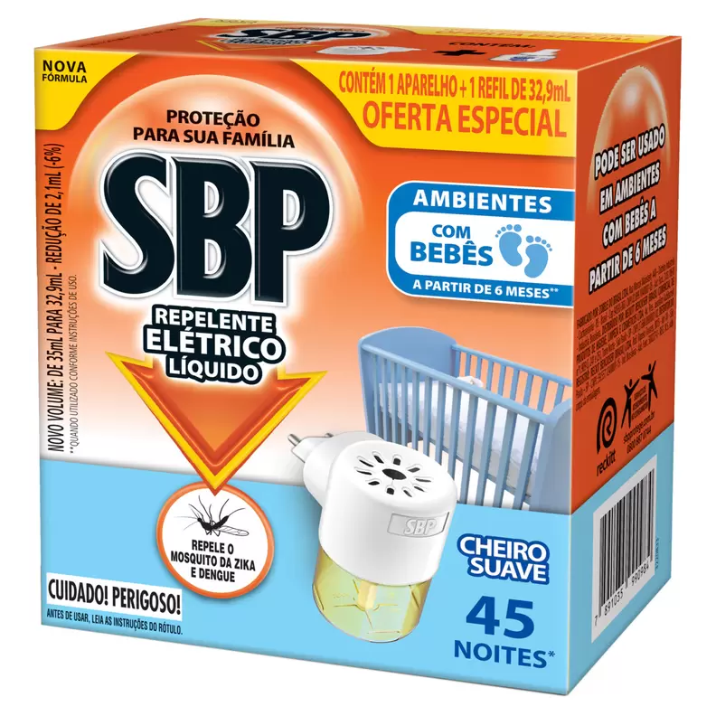 Oferta de Kit Aparelho + Repelente Elétrico Líquido Cheiro Suave Sbp 35ml Refil Oferta Especial por R$17,49 em Arena Atacado