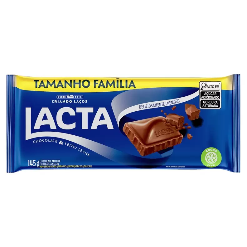 Oferta de Chocolate Lacta Ao Leite Tamanho Familia 145g por R$9,89 em Arena Atacado