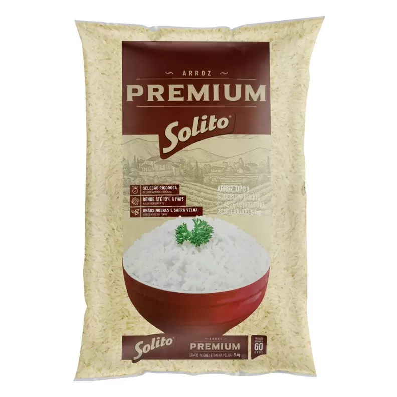 Oferta de Arroz Solito Premium Agulhinha 5kg por R$29,9 em Arena Atacado