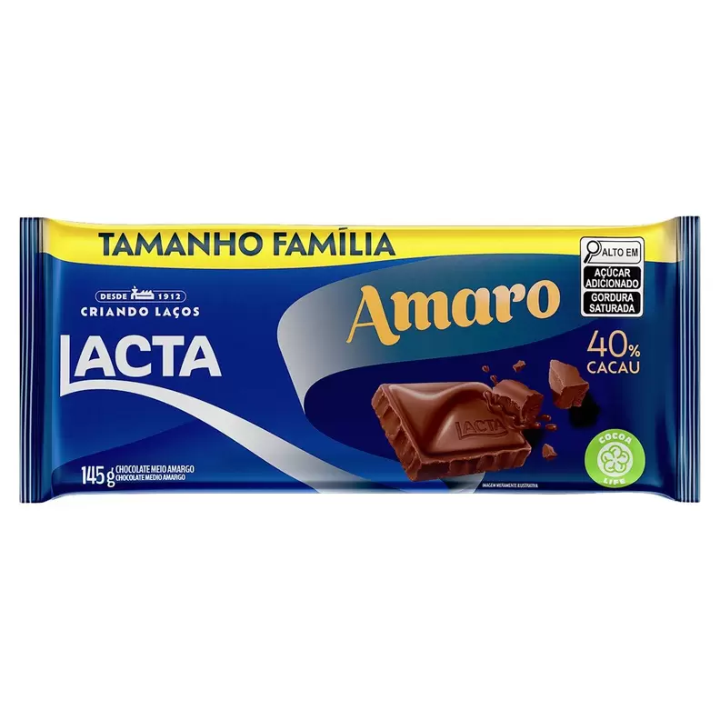 Oferta de Chocolate Lacta Amaro Tamanho Família 145g por R$12,89 em Arena Atacado