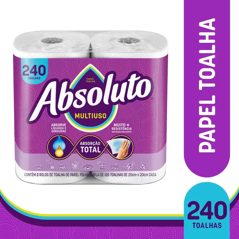 Oferta de Toalha De Papel Absoluto Multiuso 240 Folhas C/ 2 Unid. por R$10,99 em Arena Atacado