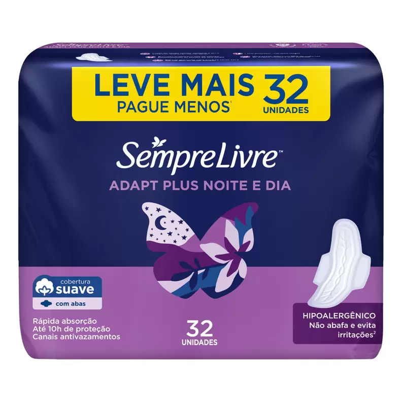 Oferta de Absorvente Sempre Livre Noturno C/ Abas Suave C/ 32 Unid. por R$27,68 em Arena Atacado