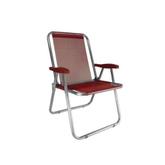 Oferta de Cadeira De Praia Zaka Max Alta Alumínio Vermelha por R$199,9 em Asun