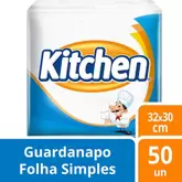 Oferta de Guardanapo De Papel Folha Simples Kitchen - 50 Unids - 33 X 30 Cm por R$6,19 em Asun