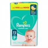 Oferta de Fralda Pampers Confort Sec P C/ por R$75,98 em Barracão Supermercado