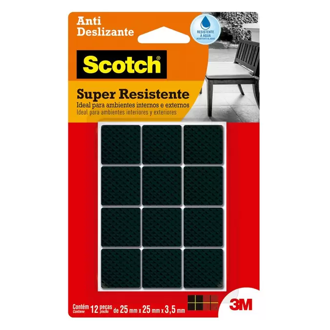 Oferta de Feltro Anti deslizante 25x25mm Quadrado Preto M com 12 peças 3M por R$11,9 em Balaroti