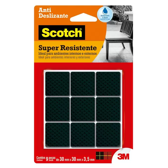 Oferta de Feltro Anti deslizante 30mmx30mm Quadrado Preto G com 9 peças 3M por R$11,9 em Balaroti