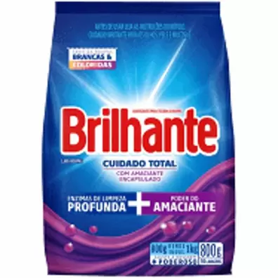 Oferta de LAVA ROUPA PO BRILHANTE 800G CUIDADO TOTAL SACHE por R$13,99 em Beira Alta