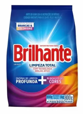 Oferta de LAVA ROUPA PO BRILHANTE 800G LIMPEZA TOTAL SACHE por R$13,99 em Beira Alta