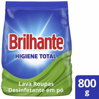 Oferta de LAVA ROUPA PO BRILHANTE 800G HIGIENE TOTAL SACHE por R$13,99 em Beira Alta