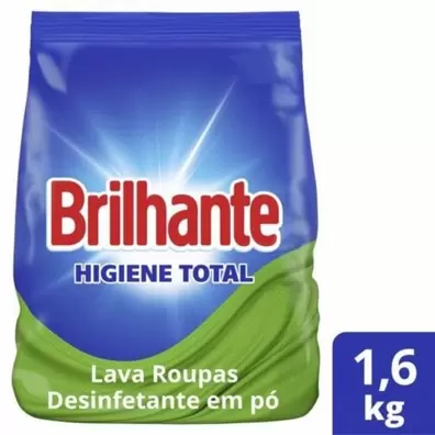 Oferta de LAVA ROUPA PO BRILHANTE 1,6KG HIGIENE TOTAL SACHE por R$23,99 em Beira Alta