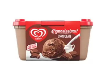 Oferta de Sorvete Cremosíssimo Chocolate Kibon 1,5l por R$19,99 em Brasão Supermercados