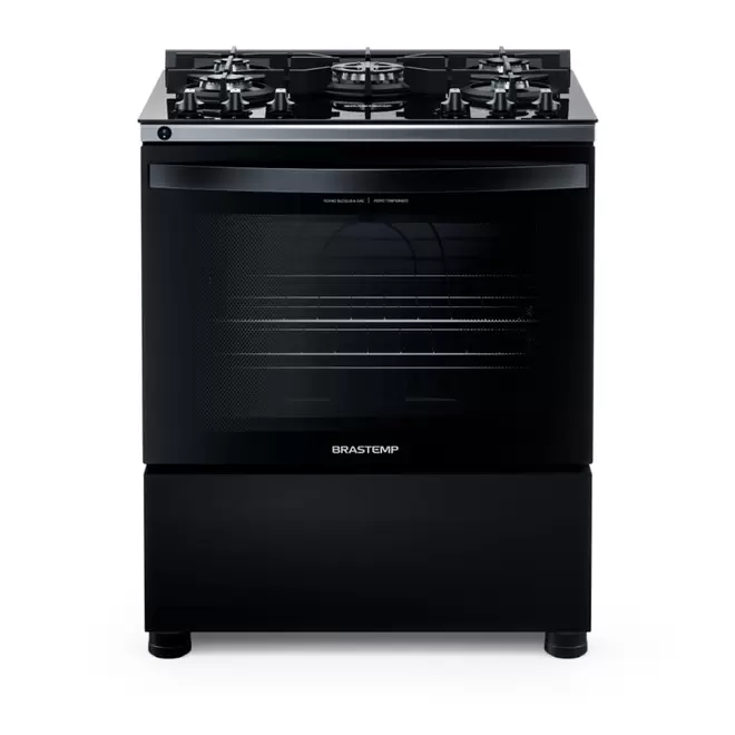 Oferta de Fogão Brastemp 5 Bocas Preto Com Mesa de Vidro e Turbo Chama - BFS5VCE por R$2339 em Brastemp