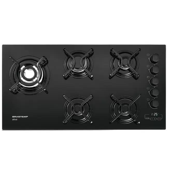 Oferta de Cooktop 5 bocas Brastemp com quadrichama e timer touch - BDT85AE por R$998 em Brastemp