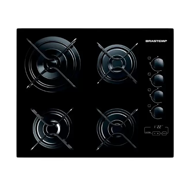 Oferta de Cooktop 4 bocas Brastemp com duplachama e timer touch - BDT62AE por R$799 em Brastemp