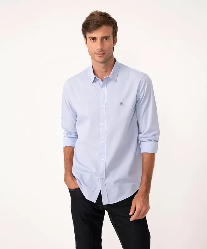 Oferta de Camisa comfort xadrez manga longa azul claro por R$45,99 em C&A