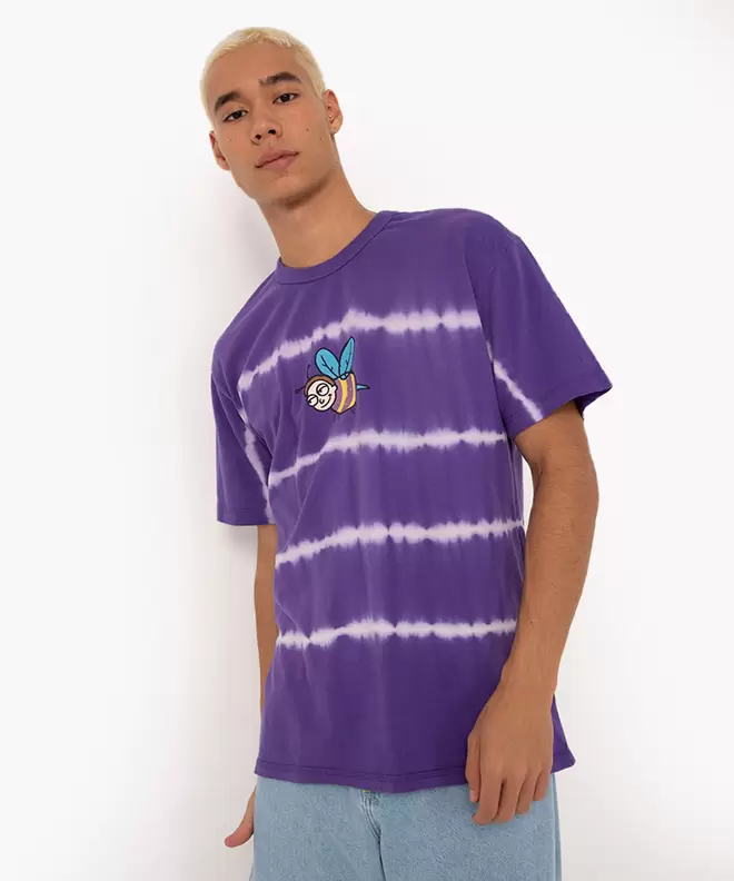 Oferta de Camiseta de algodão manga curta tie dye rick and morty roxo por R$39,99 em C&A