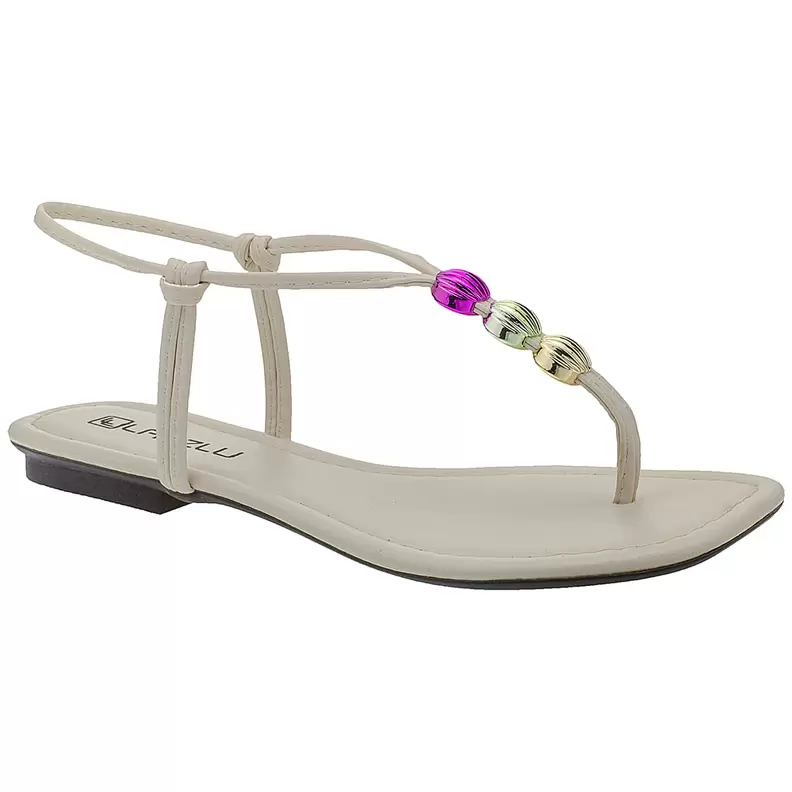 Oferta de Sandália Feminina Rasteira Confortável Rasteirinha Enfeite Off White por R$49,9 em C&A